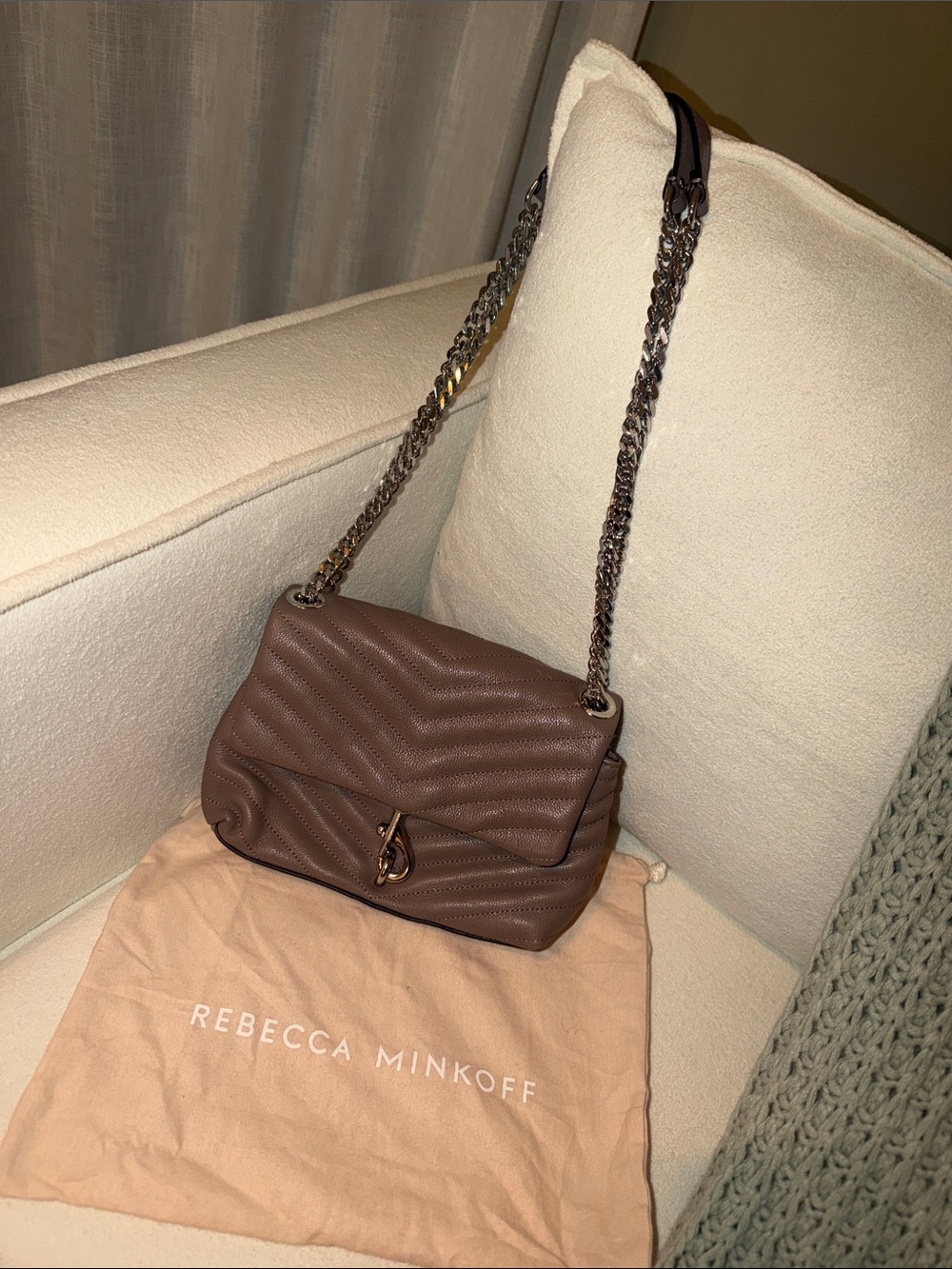 Rebecca Minkoff purple-ish/brown Quilted Leather Chain Shoulder Bag